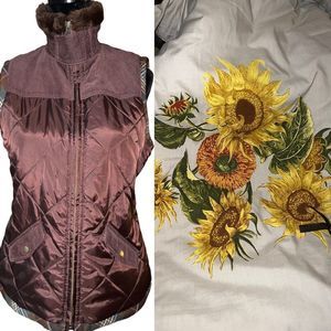 Cabi 694 Brown Quilted Nylon Corduroy Warm Sunflower Vest